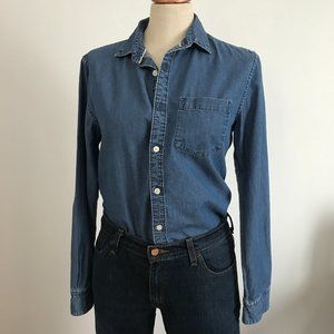 Denim & Flower - Blue denim button down slim fit shirt